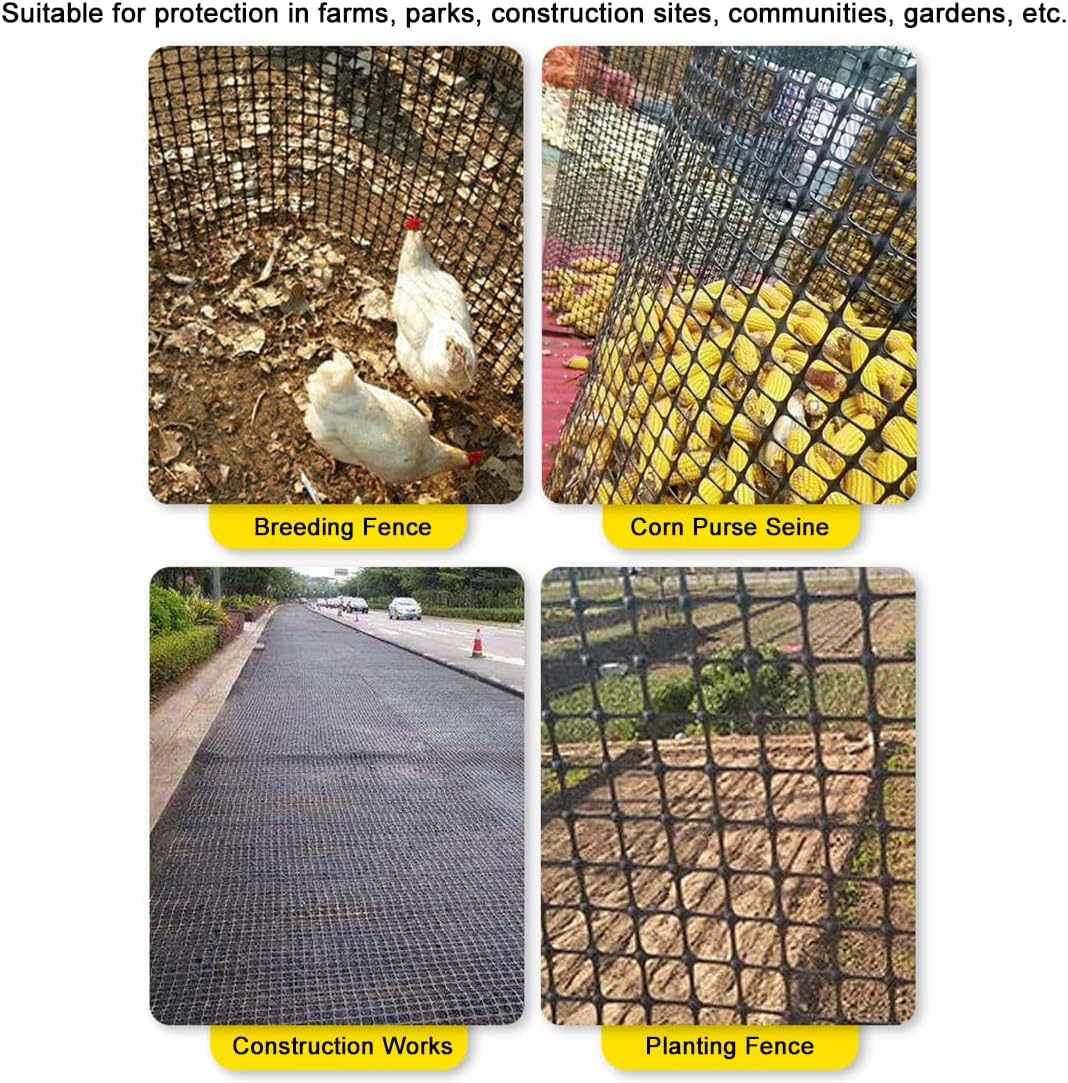 Plastic Garden Fence Animal Barrier,3.28 x 66 FT Heavy Duty Hard Plastic Mesh Fencing,Reusable Safety Temporary Fence Roll with Zip Ties,Snow Fence for Pool Deer Rabbit Chicken Dog Poultry-Black